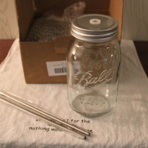 Ball Mason Glasses for Smoothies/Juice with Aluminum Straws - New